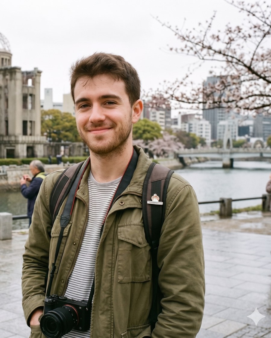 Joan durante su viaje por Japón